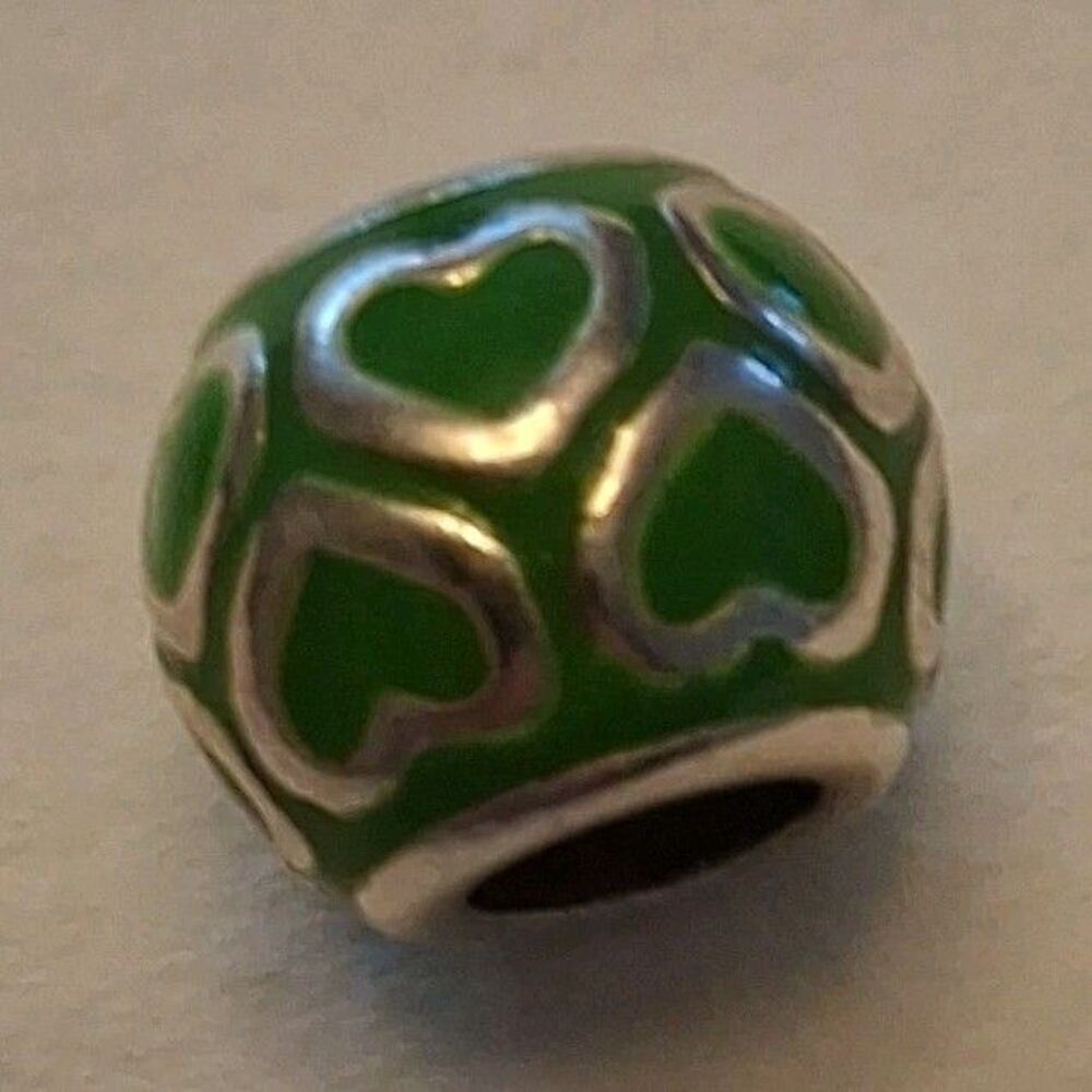BRIGHTON Heart Round Enamel Metal Bead Silver Spacer